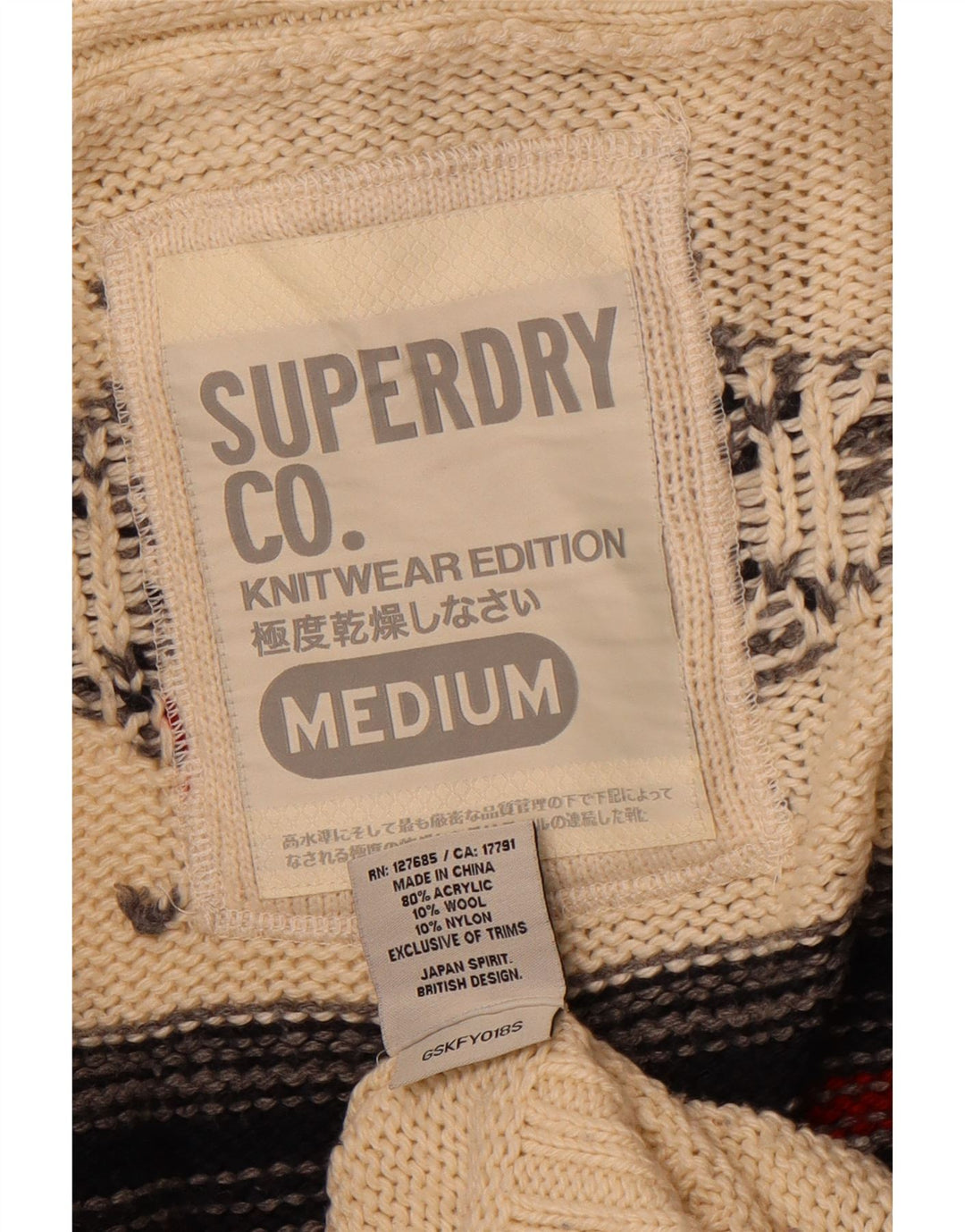 SUPERDRY Suéter tipo cárdigan largo para mujer UK 40 Medium Off White