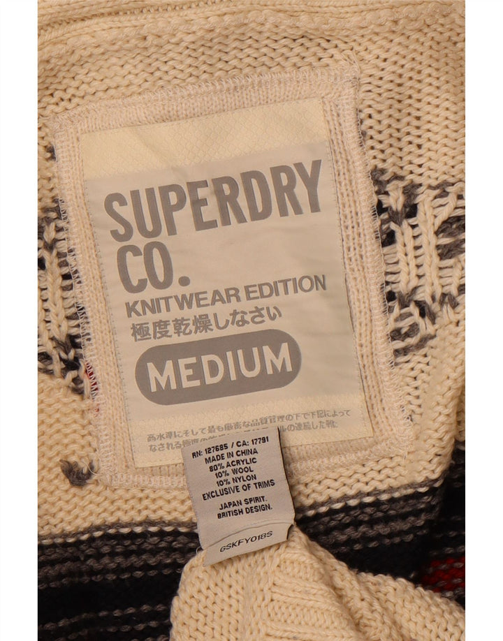 SUPERDRY Suéter tipo cárdigan largo para mujer UK 40 Medium Off White