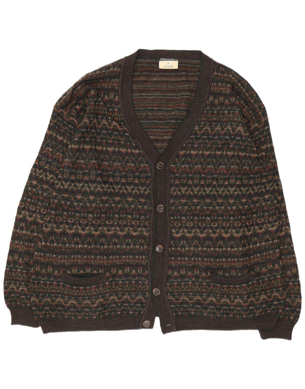 Rodes Suéter Cárdigan Para Hombre 2XL Lana Geométrica Marrón