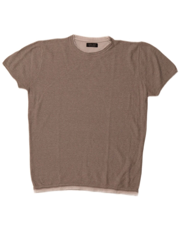 ZARA Hombre Camiseta Top Gris Medio