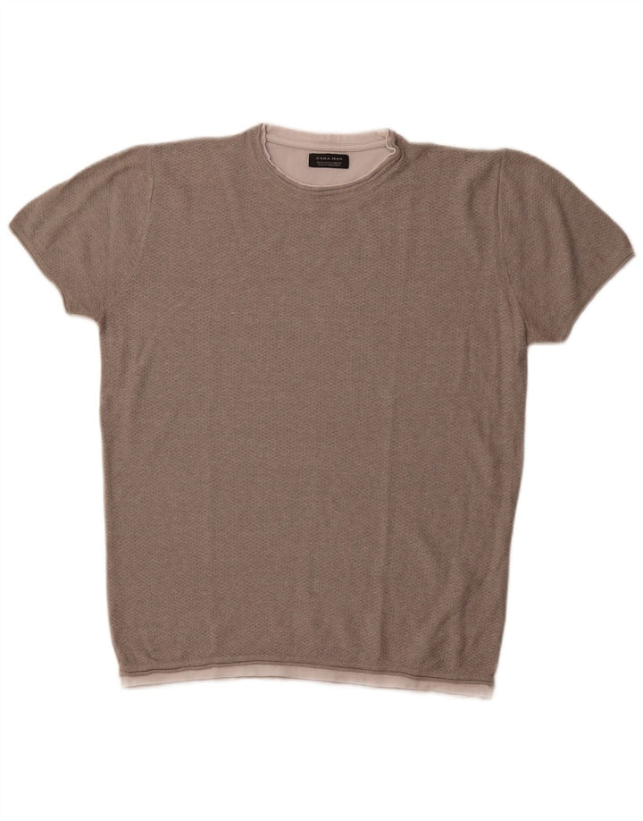 ZARA Hombre Camiseta Top Gris Medio
