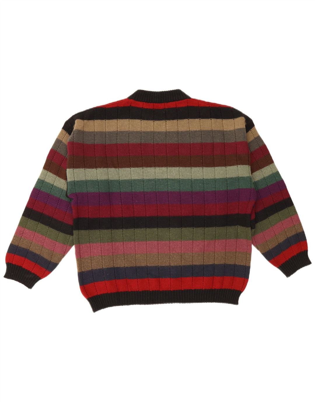Vintage hombres gráfico cuello redondo jersey suéter medio multicolor rayas