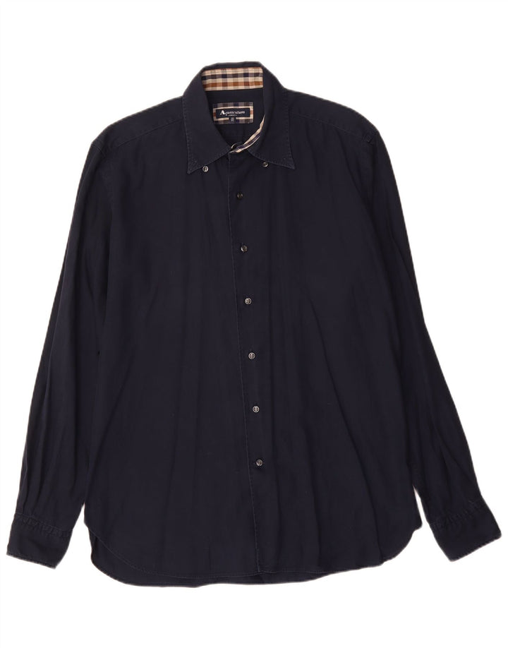 AQUASCUTUM Camisa para hombre Talla 16 1/2 42 Grande Azul marino Algodón
