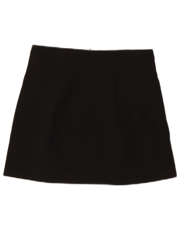 ZARA Mujer Mini Falda Small W26 Poliéster Negro