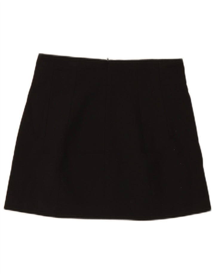 ZARA Mujer Mini Falda Small W26 Poliéster Negro