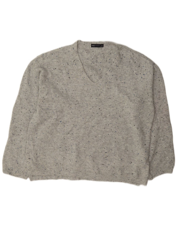 Marks & Spencer Suéter con Cuello en V para Mujer UK 46 Grande Gris Moteado