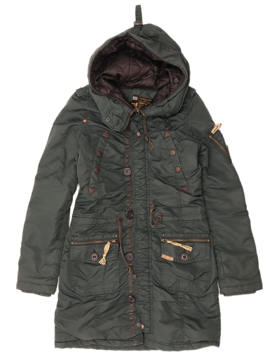 KHUJO Parka con capucha para hombre UK 38 Medium Green