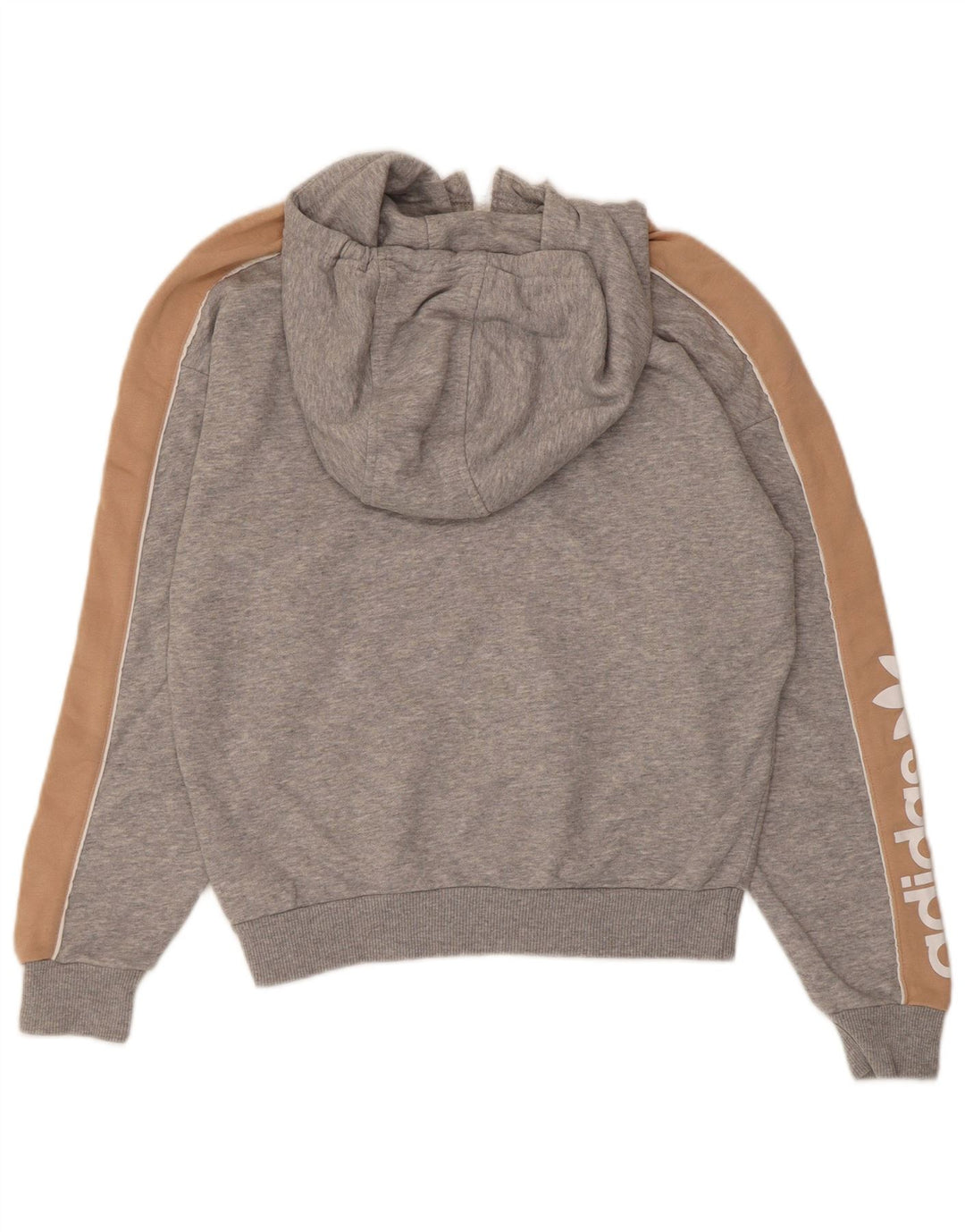 Adidas - Sudadera con capucha para mujer, diseño gráfico de gran tamaño, talla 6, XS, algodón gris