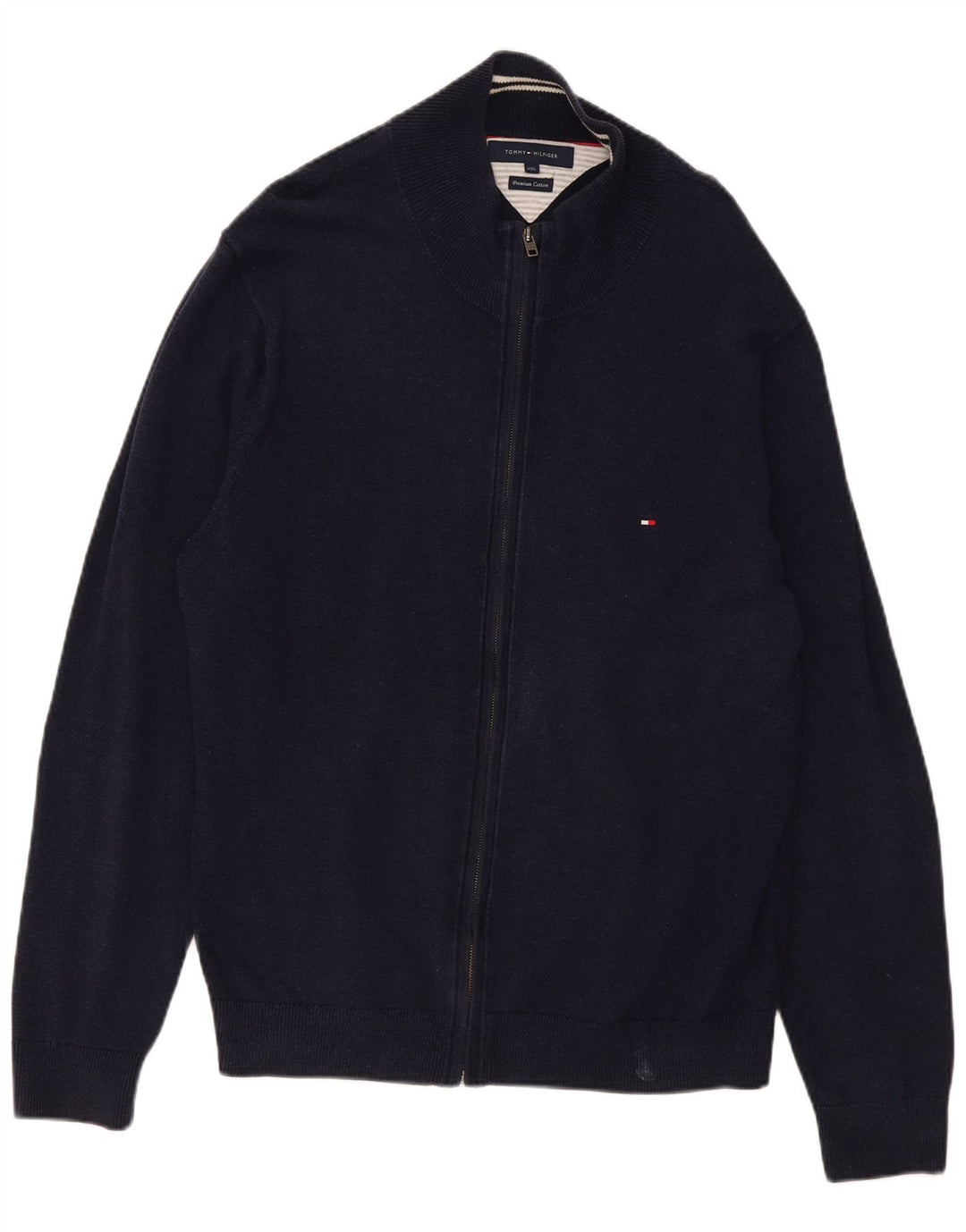 Tommy Hilfiger Suéter tipo cárdigan para hombre 2XL Algodón azul marino