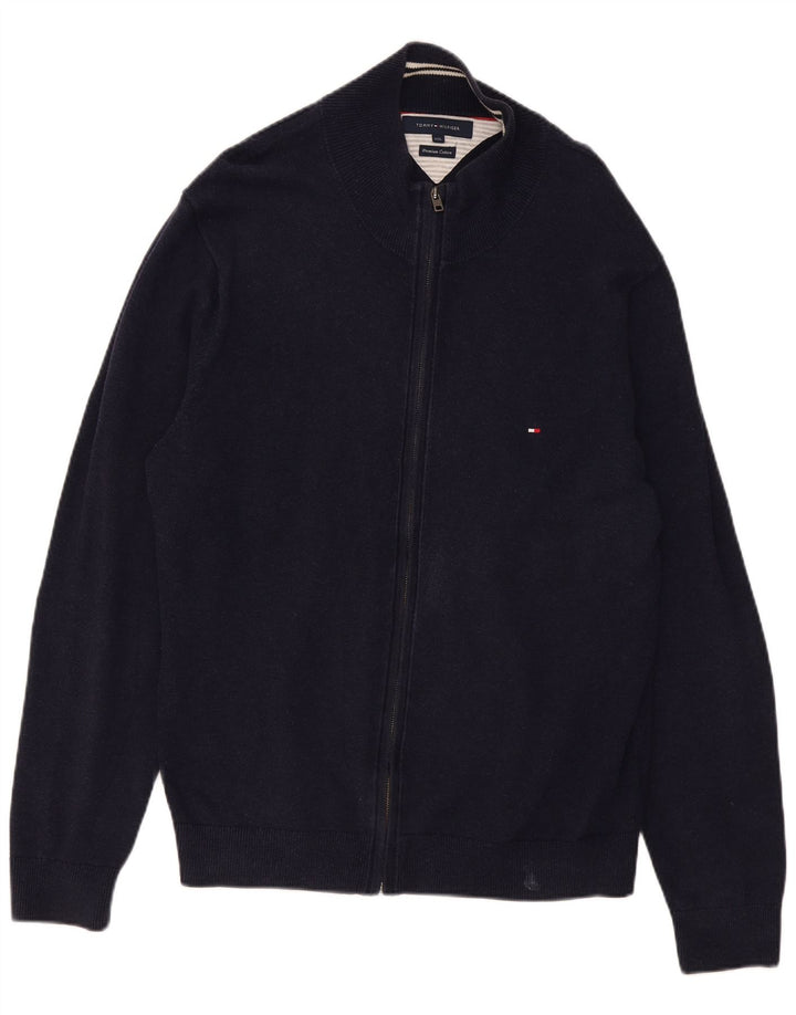 Tommy Hilfiger Suéter tipo cárdigan para hombre 2XL Algodón azul marino