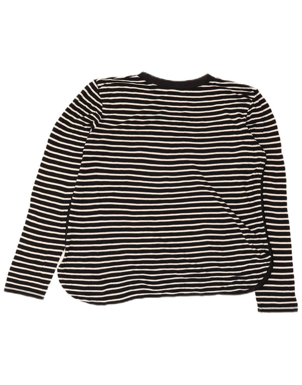 Zara Mujer Top Manga Larga UK 44 Mediano Rayas Negras
