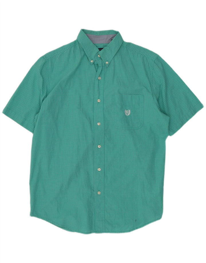 Chaps Camisa de manga corta para hombre de algodón a cuadros verde medio
