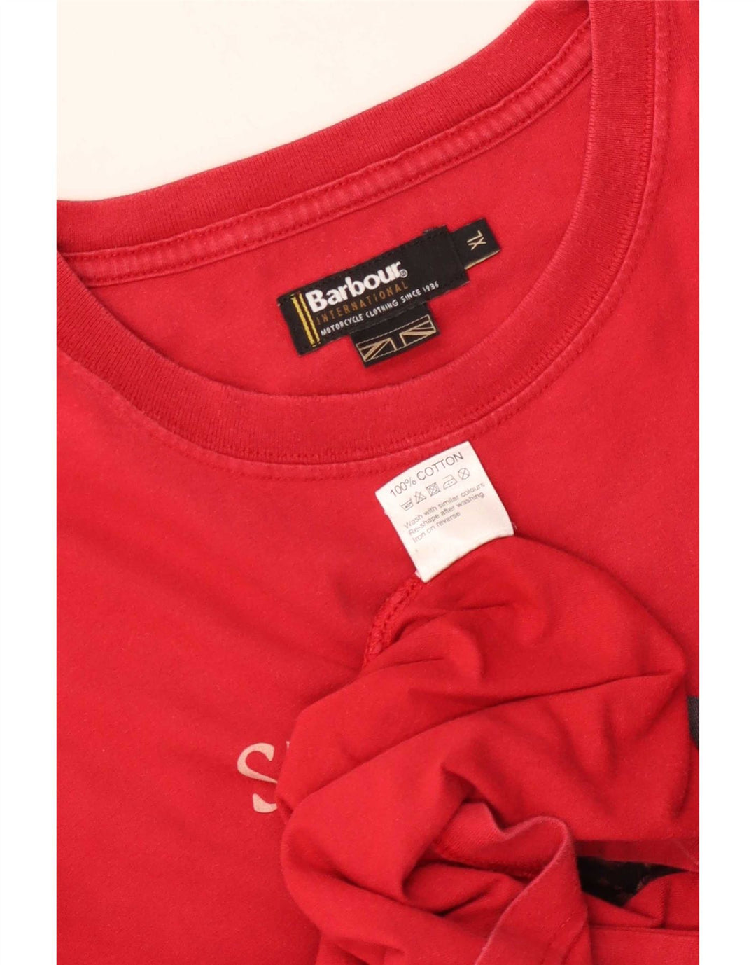 Barbour Camiseta Gráfica Hombre Top XL Algodón Rojo