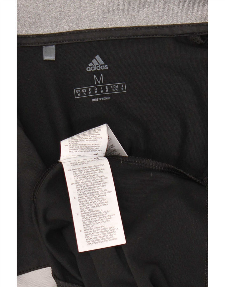 Adidas Hombre Zip Neck Pullover Chándal Top Medium Negro Colorblock