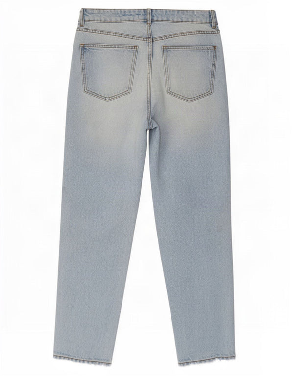 Zara Jeans Cónicos Desgastados De Cintura Alta Para Mujer EU 40 Medium W30 L27 Azul