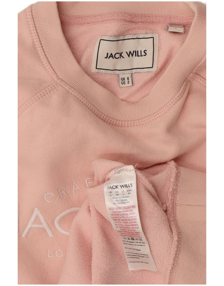 Jack Wills Sudadera de gran tamaño con gráfico para mujer, talla 6, color rosa