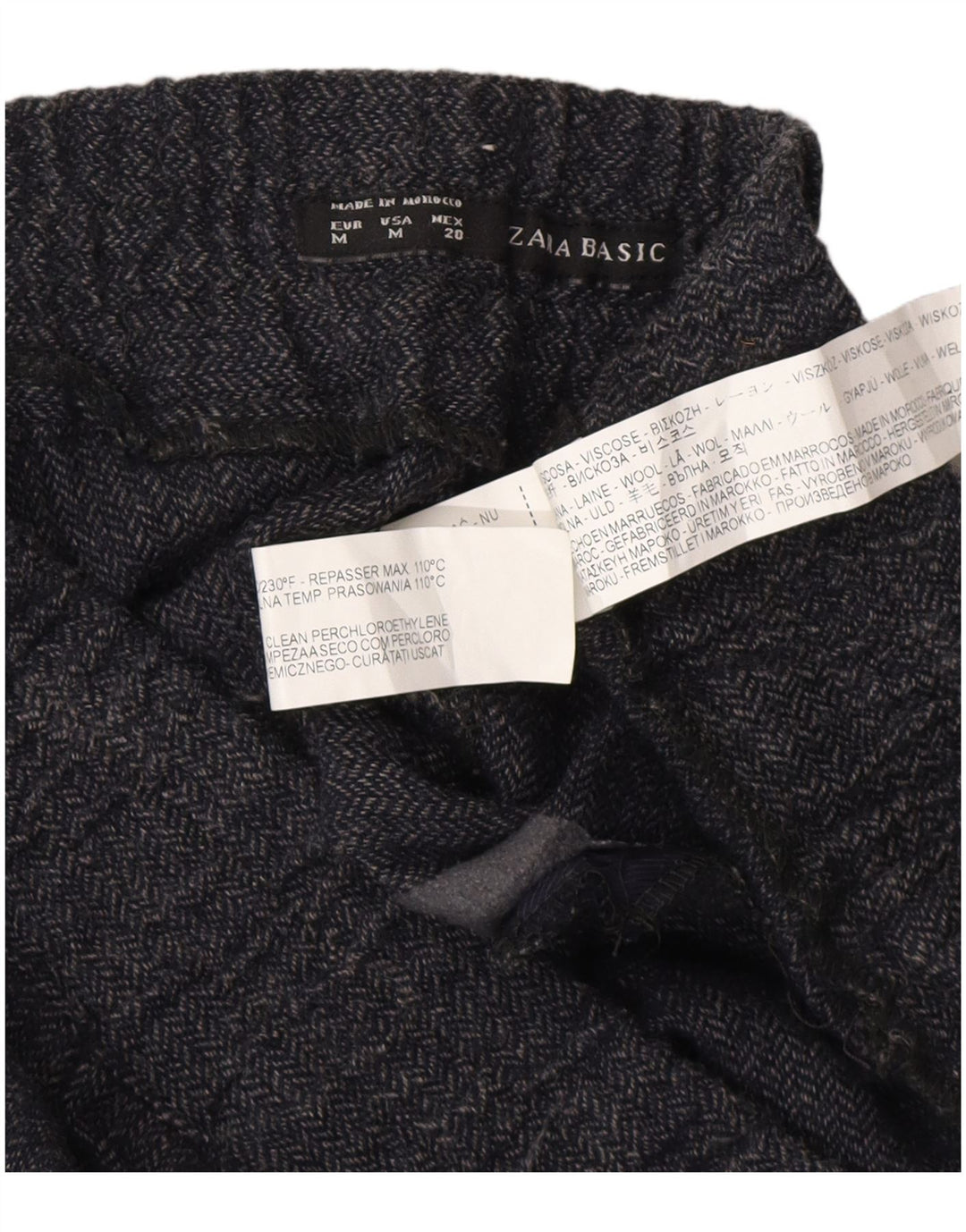 Zara Mujer Pantalón Jogger Medium W28 L27 Azul Marino Espiga Viscosa