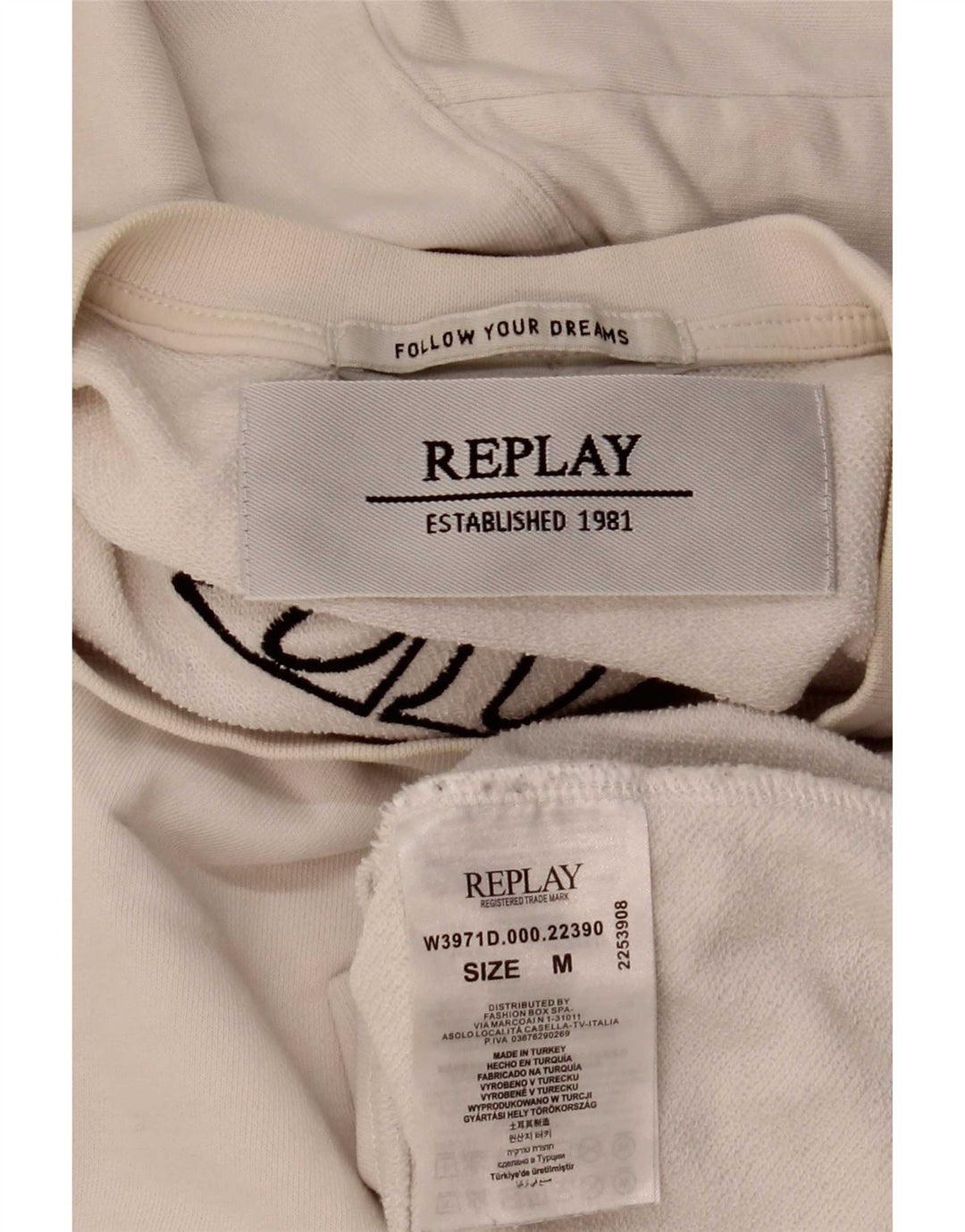 Replay Sudadera gráfica para mujer Jumper UK 44 Algodón blanco mediano