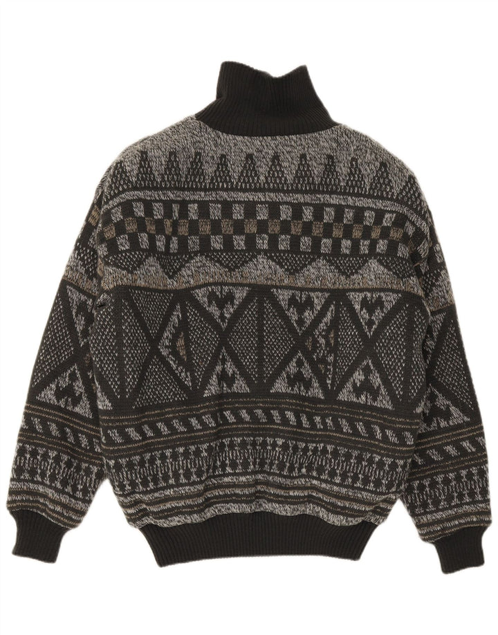 Vintage hombres punto bomber chaqueta IT 52 XL gris Fair Isle poliacrílico