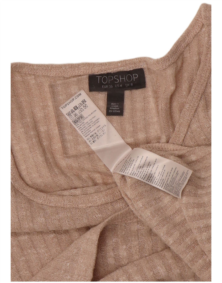 Topshop Top corto extragrande de manga larga para mujer UK 8 Small Beige
