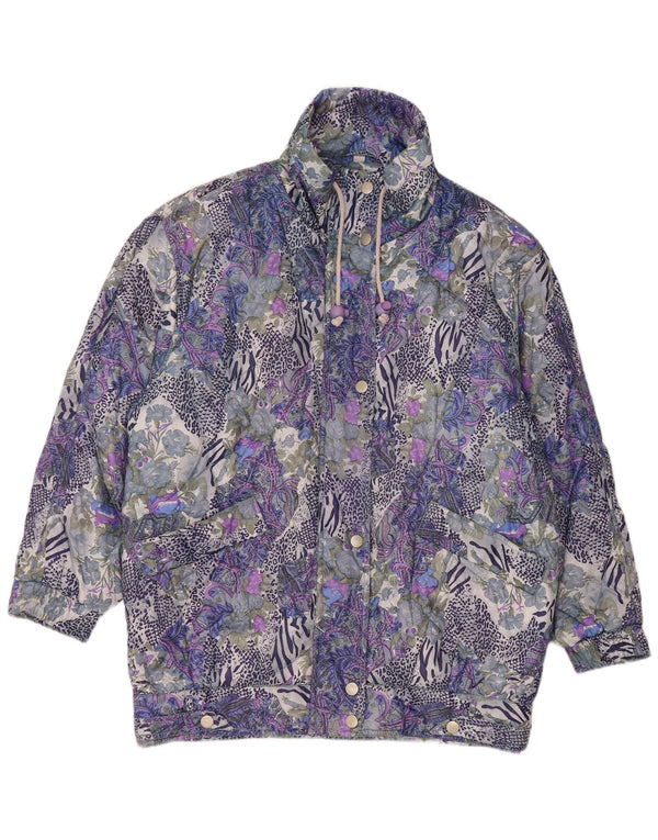 VINTAGE Womens Abstract Pattern Bomber Jacket UK 14 Medium Multicoloured