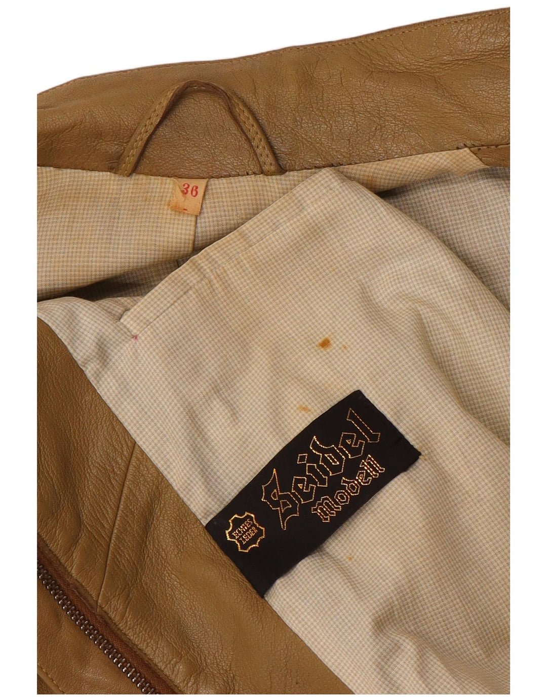 Vintage mujer chaqueta de cuero EU 36 pequeño cuero marrón