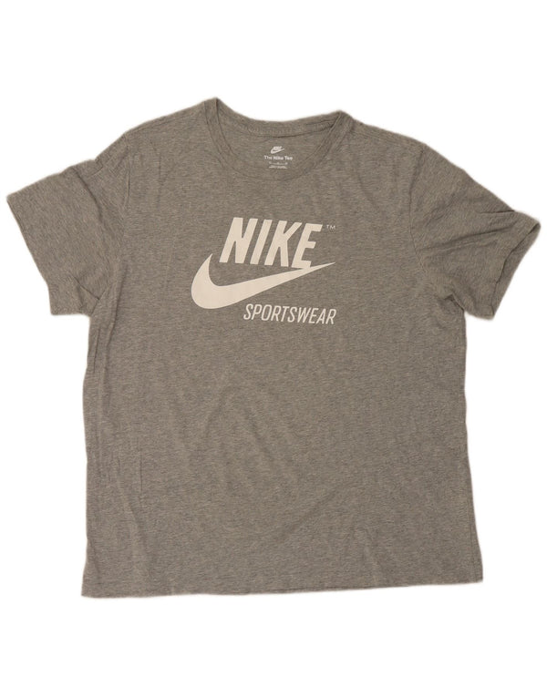 Nike Camiseta gráfica para hombre Top XL Algodón moteado gris