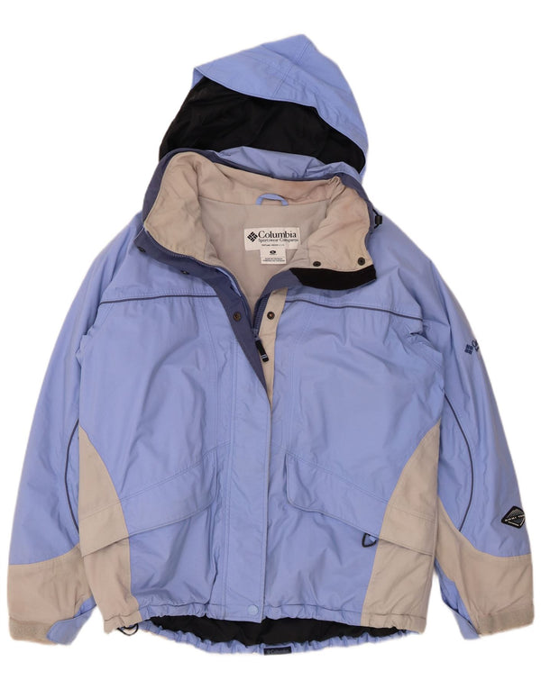 Columbia Chaqueta de esquí con capucha Omni-Tech para mujer UK 40 XL Nylon color block azul