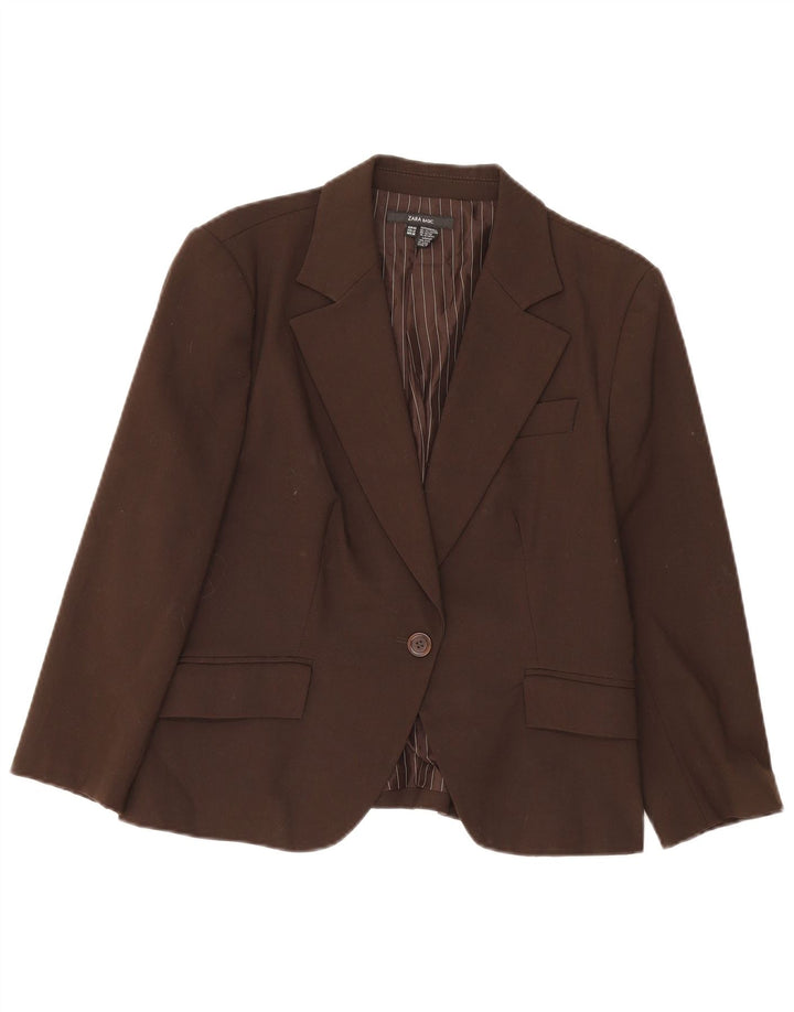 Zara Mujer Chaqueta Blazer 1 Botón EU 44 XL Marrón Poliéster