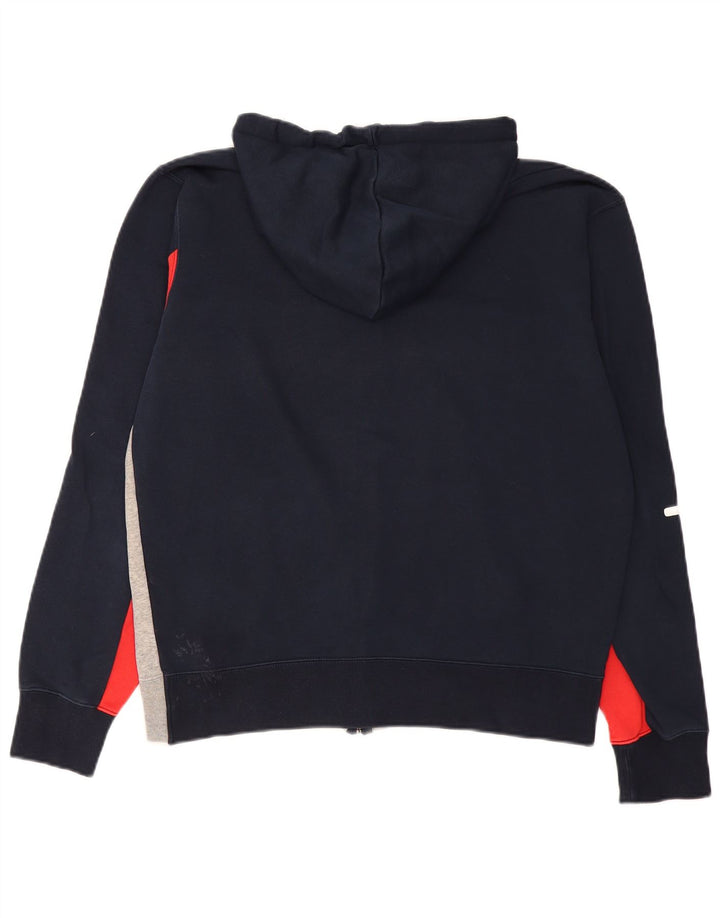 Champion Sudadera con capucha y cremallera gráfica para hombre, talla grande, algodón azul marino con bloques de color