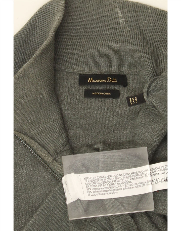 Massimo Dutti Jersey Hombre Con Cremallera Cuello Jersey Large Viscosa Gris