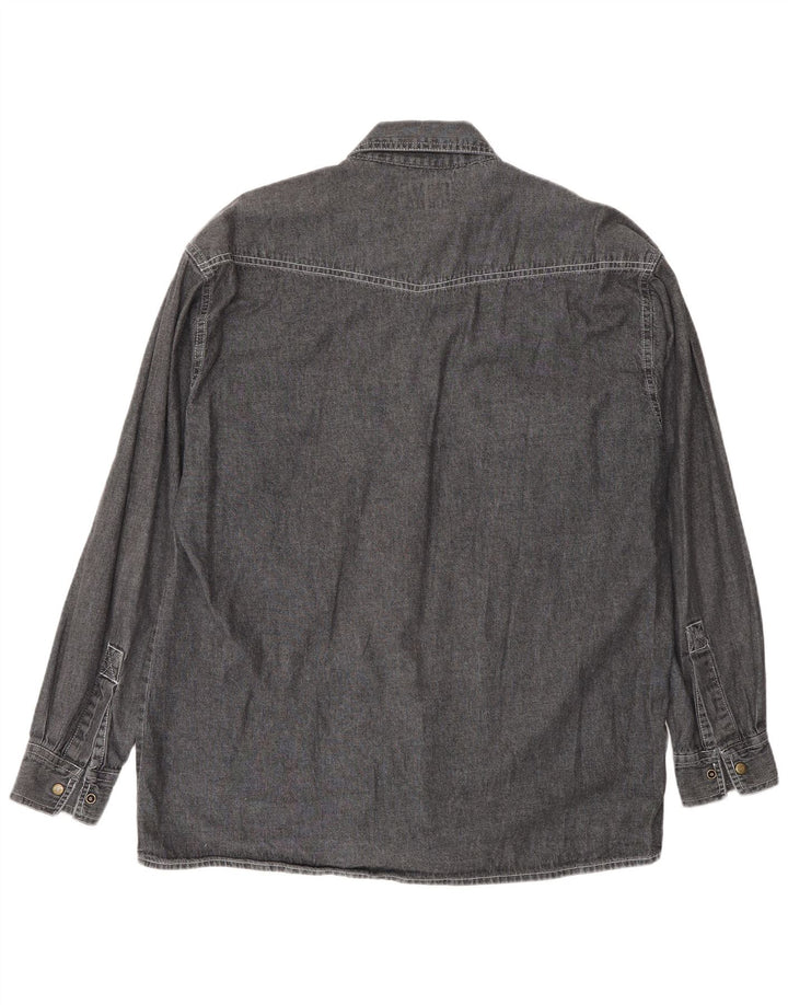 Camisa vintage para hombre de algodón gris grande