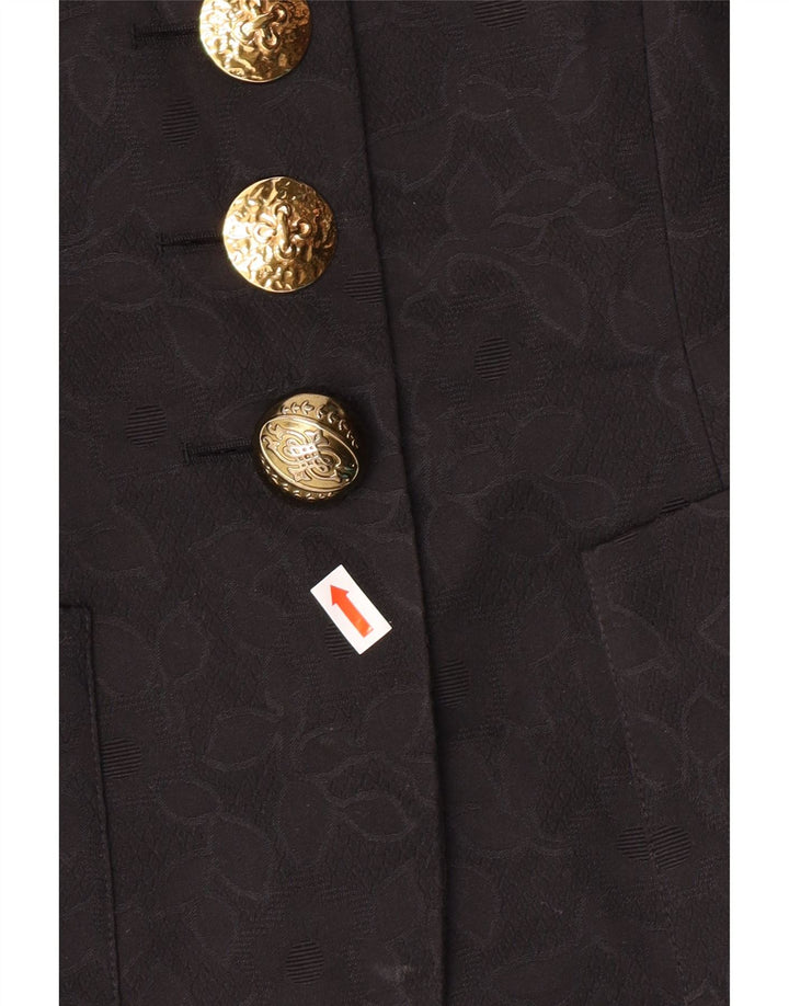 GUY LAROCHE Chaqueta blazer de manga corta para mujer EU 42 Grande Negro Clásico