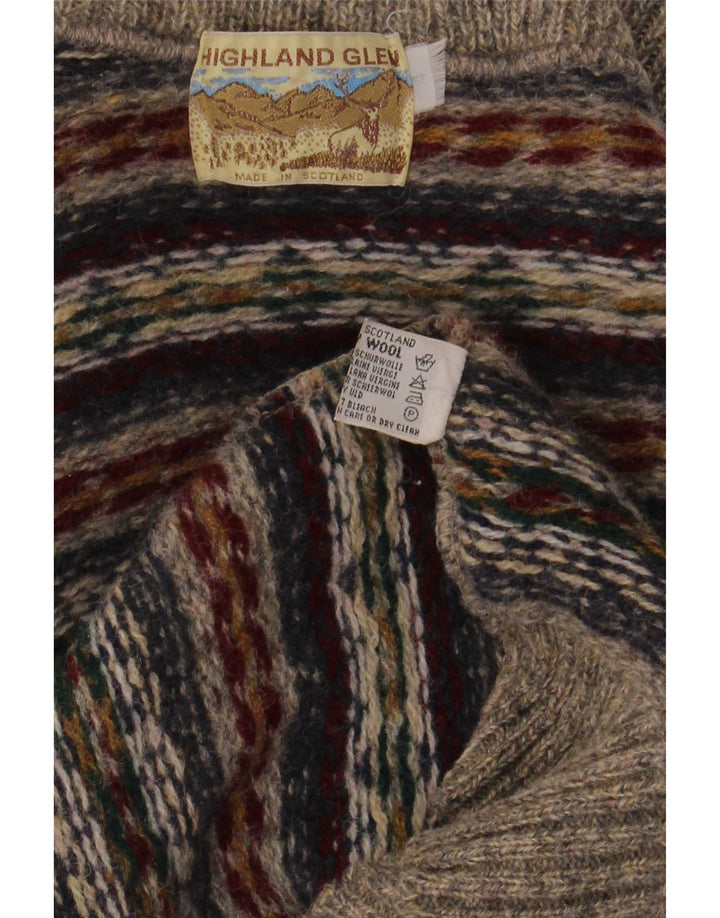 Highland Glen - Jersey para hombre con cuello y botones, lana de color gris medio