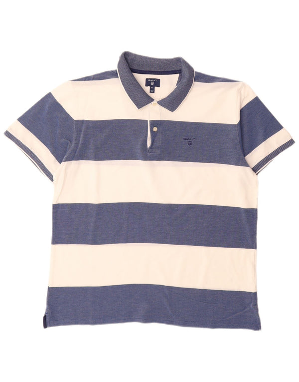 Gant Polo Rugby Hombre XL Algodón A Rayas Azul