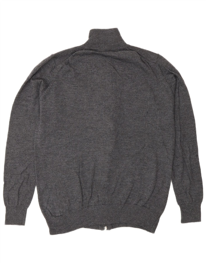 Zara Hombre Jersey Cárdigan XL Lana Gris