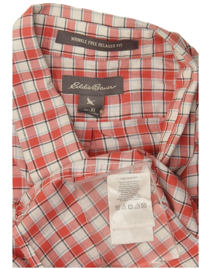 Eddie Bauer Camisa de corte relajado para hombre XL Algodón a cuadros rojos