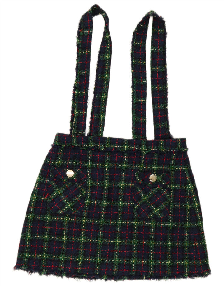 Zara Mujer Falda Peto Grande W34 Cuadro Azul Marino