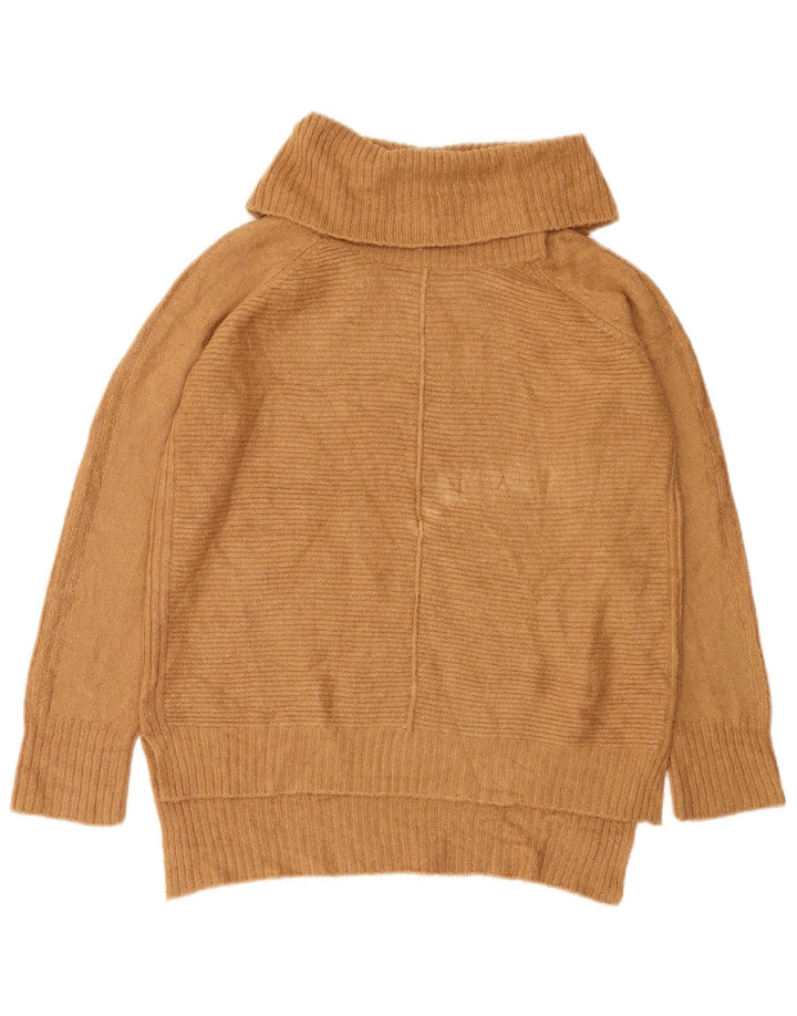 Oasis Suéter de gran tamaño con cuello vuelto para mujer UK 10 Small Beige Acrílico