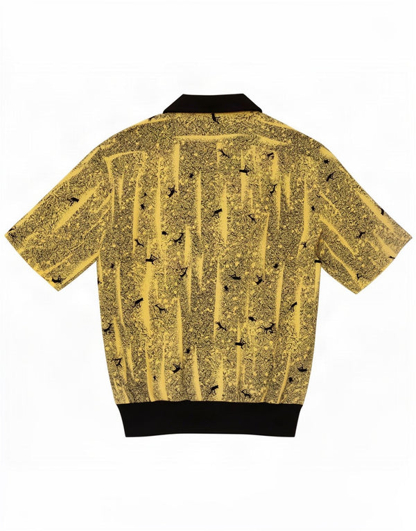 Desiree Camisa tipo pulóver con estampado abstracto de gran tamaño para mujer, talla 44, color amarillo