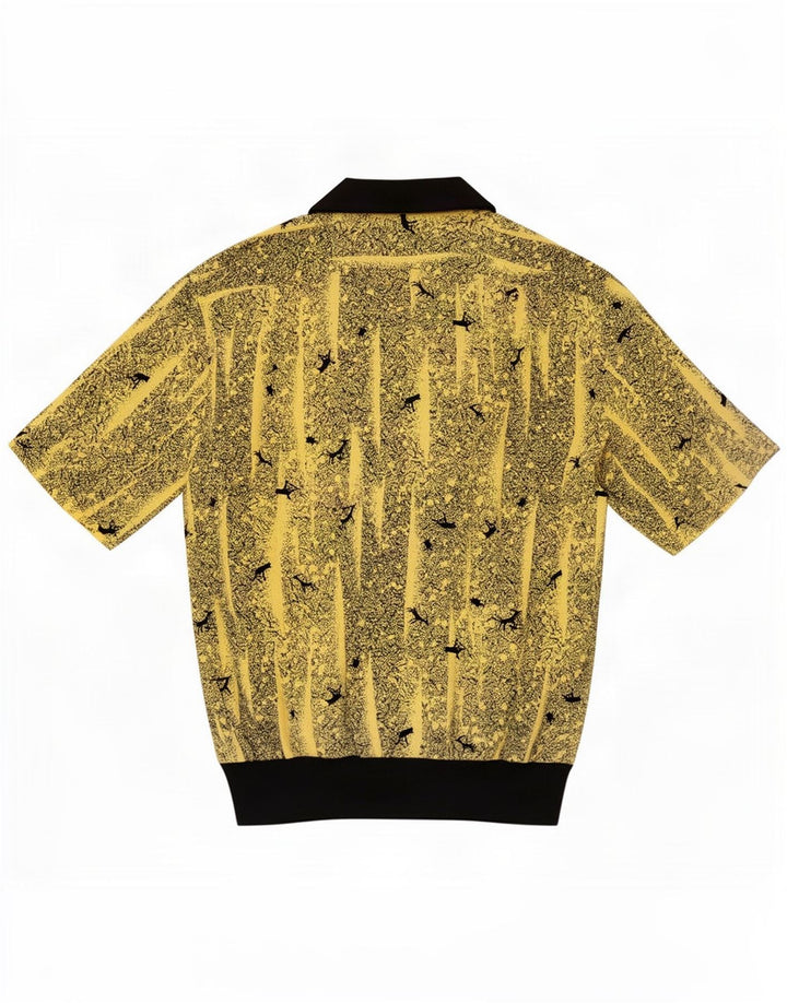 Desiree Camisa tipo pulóver con estampado abstracto de gran tamaño para mujer, talla 44, color amarillo