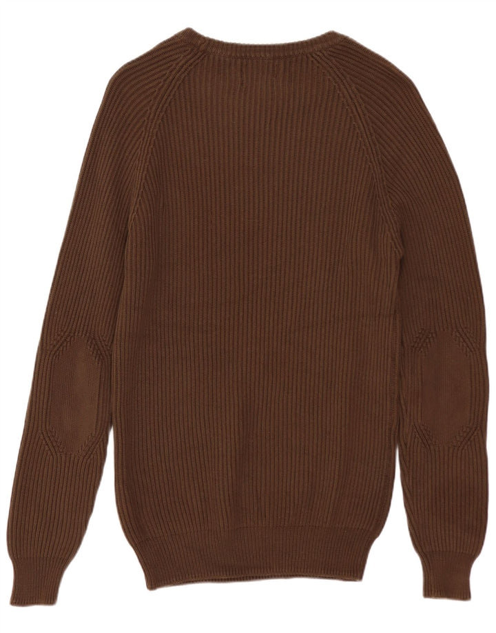 ZARA Hombre Jersey Cuello Barco Algodón Marrón Medio