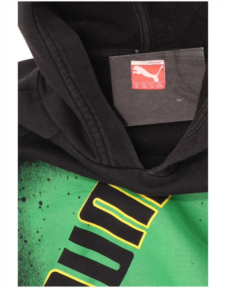 PUMA Sudadera con capucha gráfica para niños 13-14 años Bloque de color negro