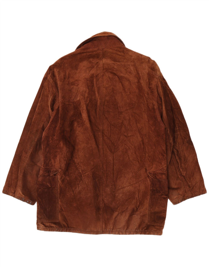 Vintage mujer ante abrigo Reino Unido 18 XL marrón