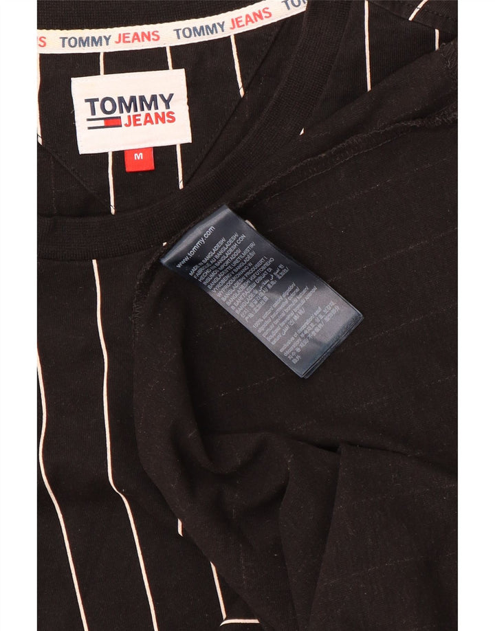 Tommy Hilfiger Camiseta gráfica para hombre Top mediano de algodón a rayas negro