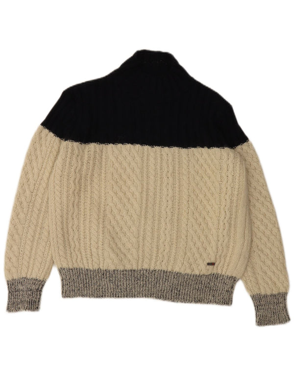 Slam Suéter tipo jersey con cuello alto para mujer UK 40 Medium Off White Colorblock