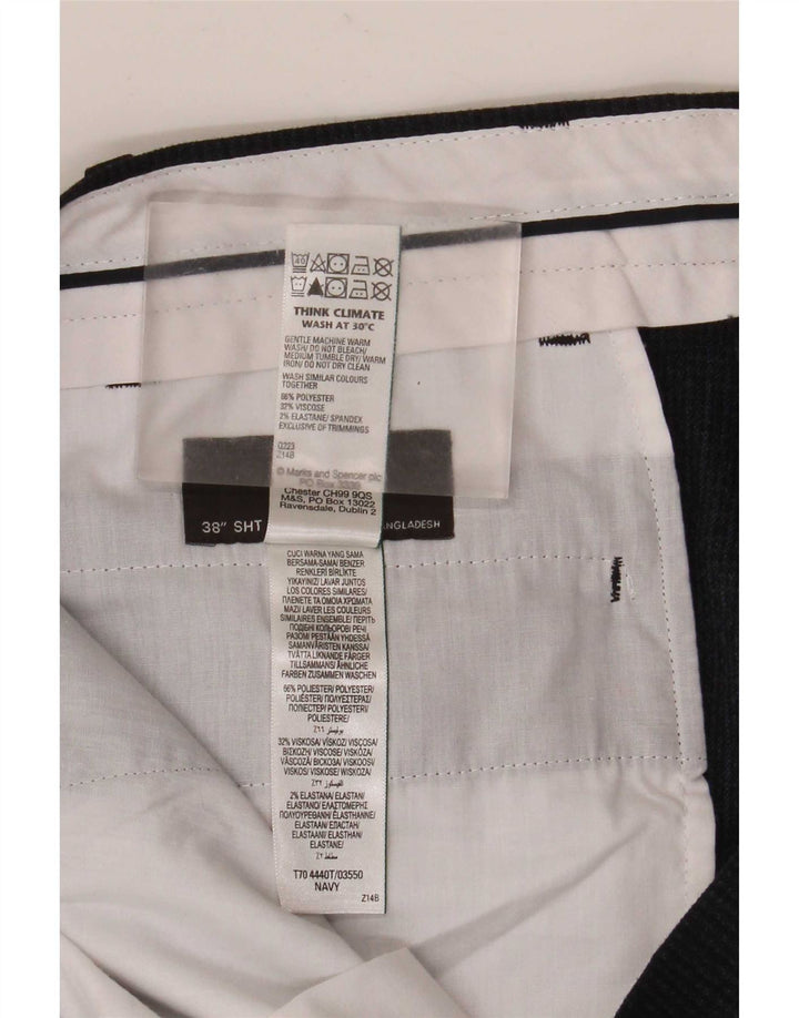 Marks & Spencer Pantalones casuales rectos para hombre W38 L29 Poliéster azul marino