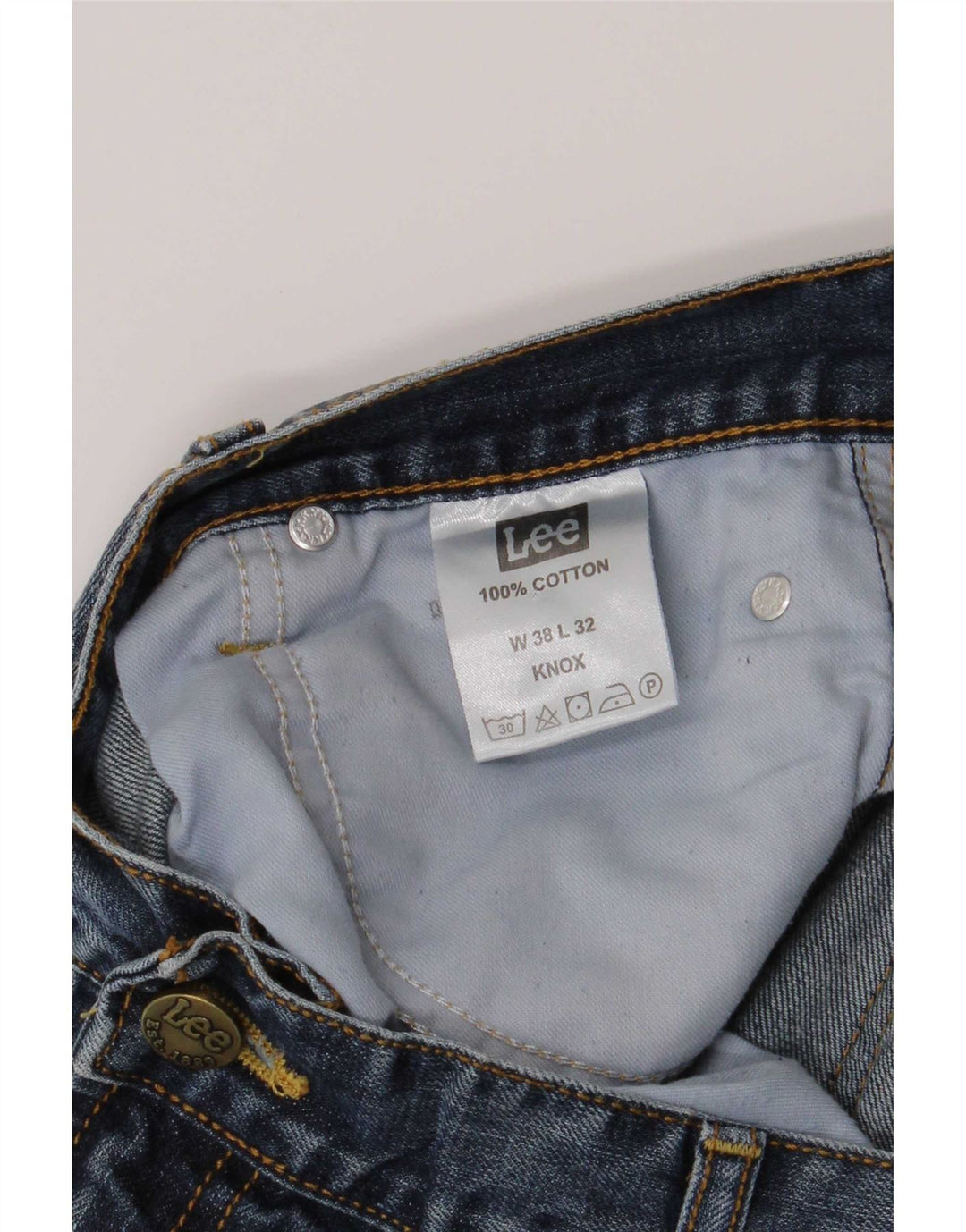 Lee Jeans rectos desgastados Knox para hombre W38 L32 Algodón azul