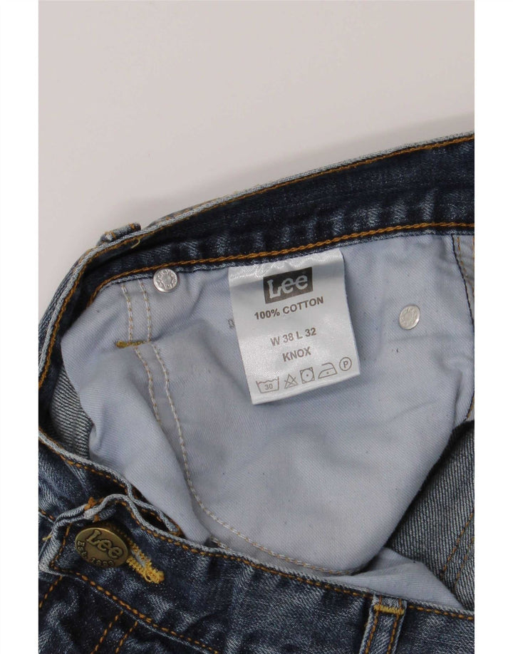 Lee Jeans rectos desgastados Knox para hombre W38 L32 Algodón azul
