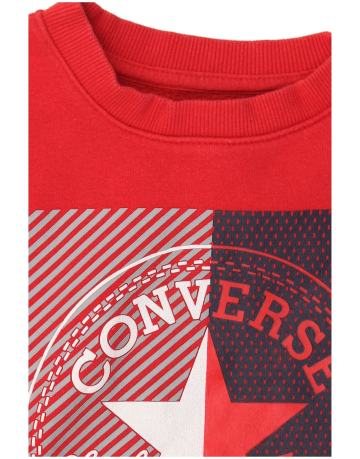 Converse Boys Graphic Sudadera Jumper 10-11 años Mediano Rojo Algodón